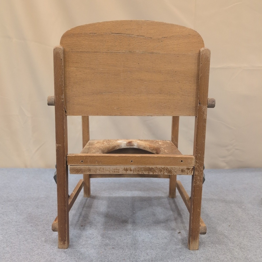 Vintage Wooden Potty Chair Kitten Graphic Mid Century Toddler Training Seat - Picture 3 of 9